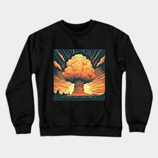 Nuclear explosion with mushroom cloud illustration Crewneck Sweatshirt